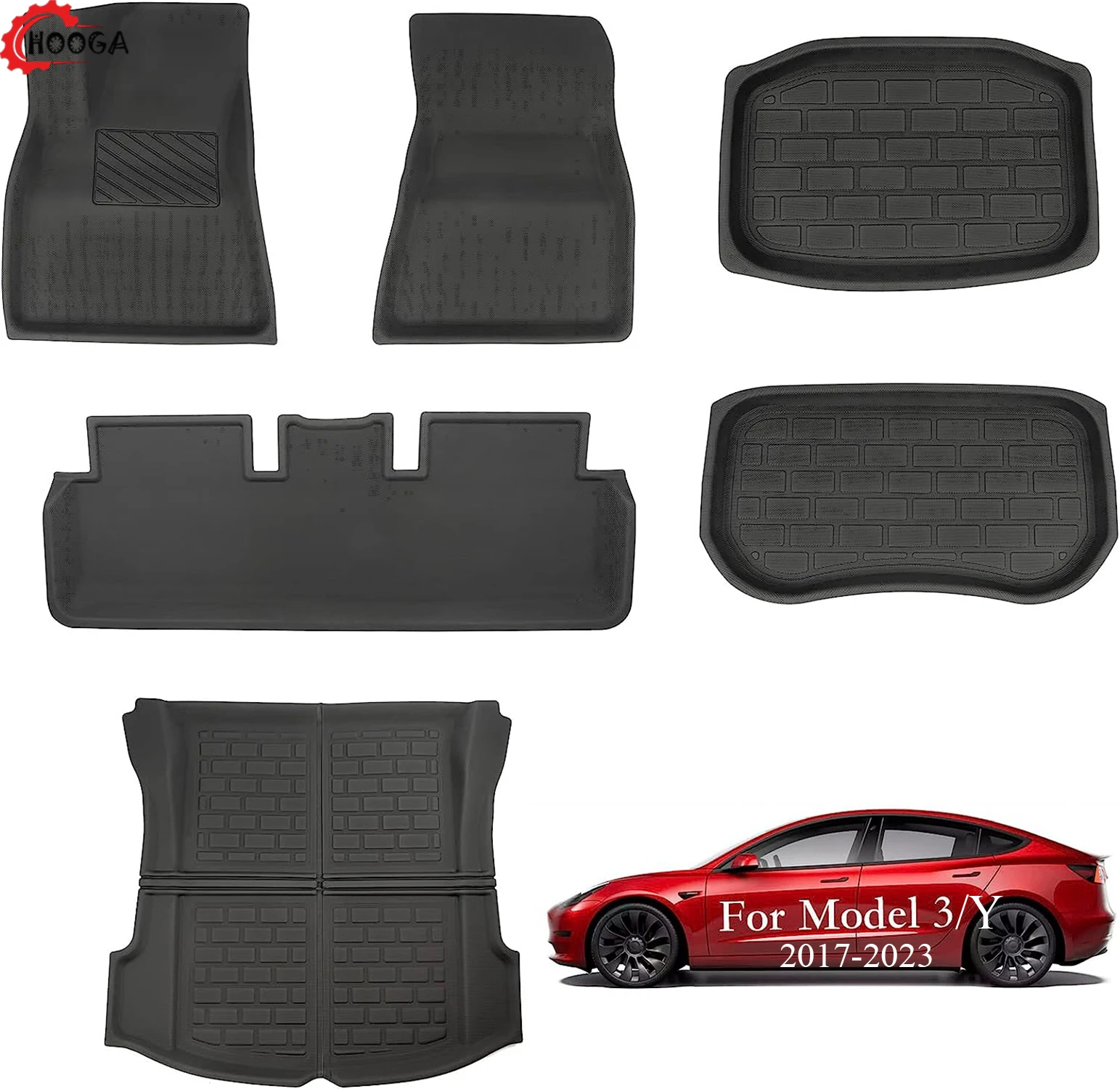 Floor Mats for Tesla Model 3/Y (2017-2023) Accessories, All Weather Anti-Slip Waterproof Front Rear Trunk Cargo Liner Tray Mats
Floor Mats for Tesla Model 3/Y (2017-2023) Accessories, All Weather Anti-Slip Waterproof Front Rear Trunk Cargo Liner Tray Mats