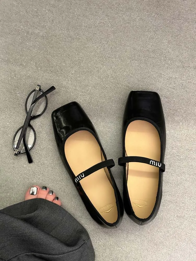 Women Ballet Flats Fashion Square Toe Pumps Female Mary Jane Shoes Soft Leather Slip-on Casual Shoes Office Lady Work Thin Shoes S21ea5028824a4b59a0f16145c1622ab8V