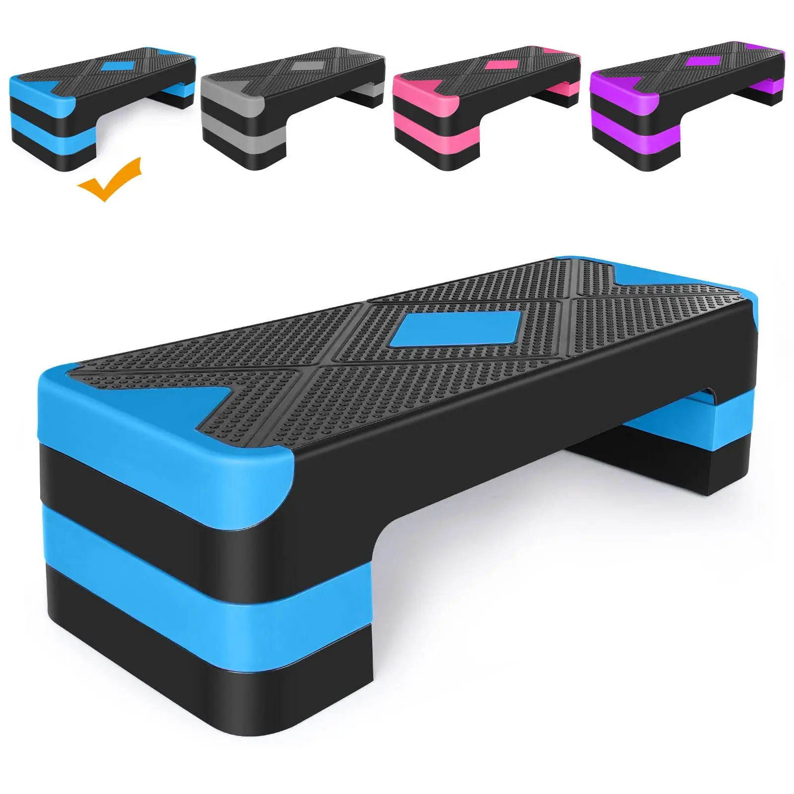 Adjustable Workout Aerobic Stepper in Fitness & Exercise Step Platform Trainer 3 settings adjustable height 4”-6”-8” (Blue)
Adjustable Workout Aerobic Stepper in Fitness & Exercise Step Platform Trainer 3 settings adjustable height 4”-6”-8” (Blue)