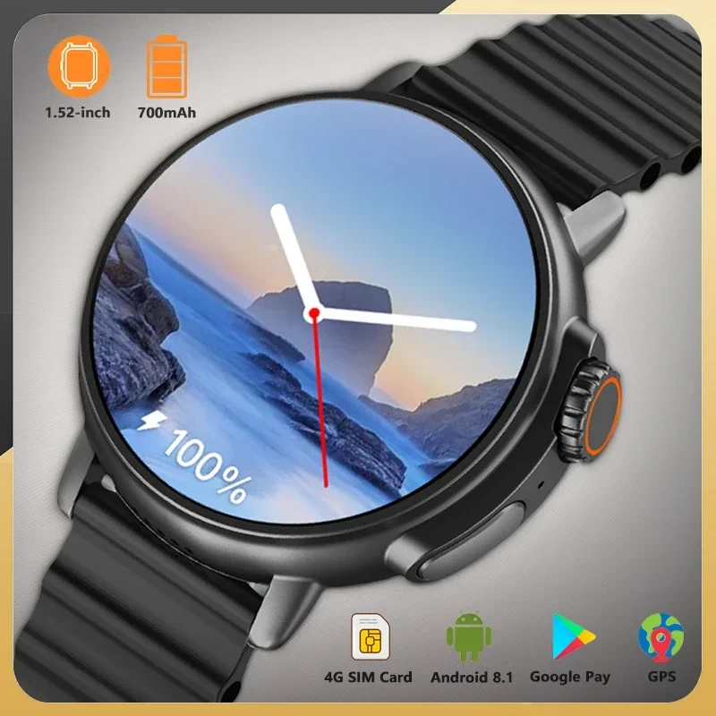 

New 1.52-inch 4G Network SIM Call GPS Smart Watches Men 200W Camera Wifi NFC Rugged 128G ROM Storage Music Play IP67 Smartwatch