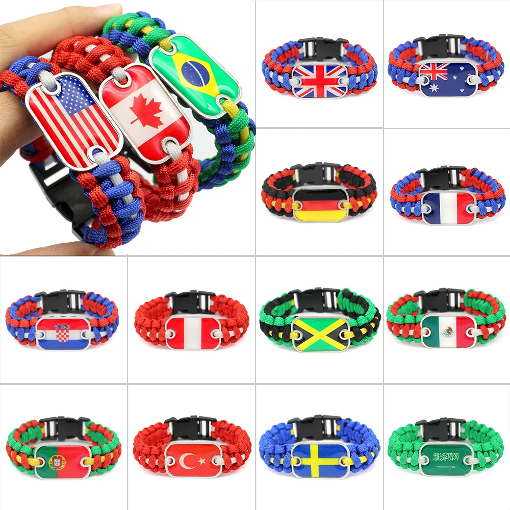 World Country Flag Paracord Bracelet for Men Women Metal UK USA Canada Germany National Flag Bracelet Lovers Bangles Jewelry New
World Country Flag Paracord Bracelet for Men Women Metal UK USA Canada Germany National Flag Bracelet Lovers Bangles Jewelry New