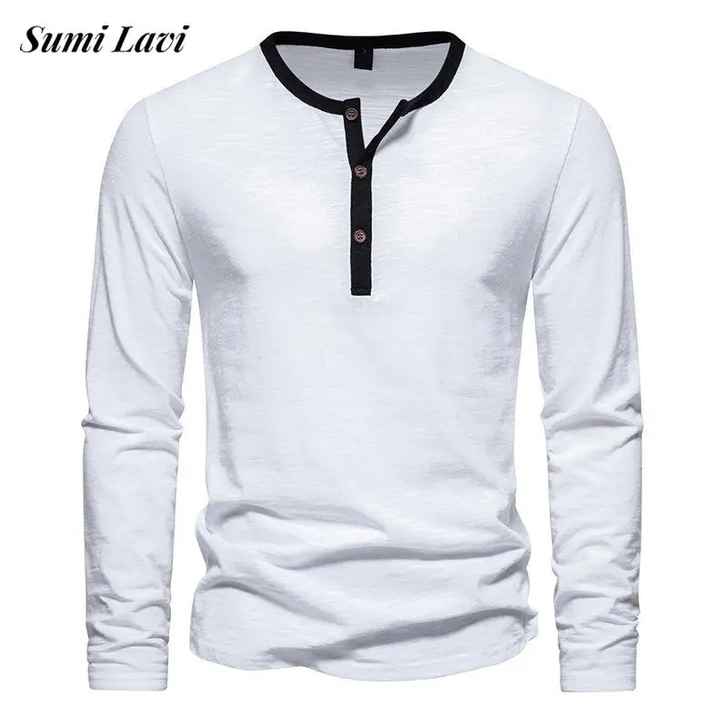 Leisure T Shirts For Mens Autumn Long Sleeve O Neck Button Casual Pullover Shirt Men Vintage Contrast Color Henly T-shirts Male
Leisure T Shirts For Mens Autumn Long Sleeve O Neck Button Casual Pullover Shirt Men Vintage Contrast Color Henly T-shirts Male