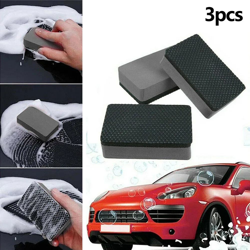 

3x Car Clay Bar Pad Sponge Block Cleaning Eraser Wax Polish Pad Tool Black Car Sponge 9*6*2.5cm Automotive Care