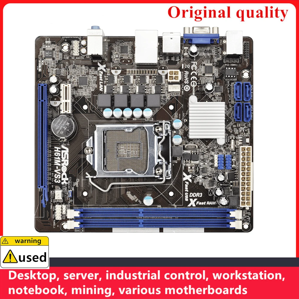 

Используется для материнских плат ASROCK H61M-VS3 LGA 1155 DDR3 16 ГБ M-ATX для десктопной платы Intel H61 PCI-E2.0 SATA II USB2.0