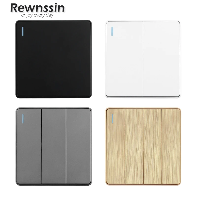 Rewnssin Rocker Switch With LED Indicator 1/2 Way Pass Through On / Off Light Switches Stair Wall Switch 16A Black/Gold/Silver
Rewnssin Rocker Switch With LED Indicator 1/2 Way Pass Through On / Off Light Switches Stair Wall Switch 16A Black/Gold/Silver
