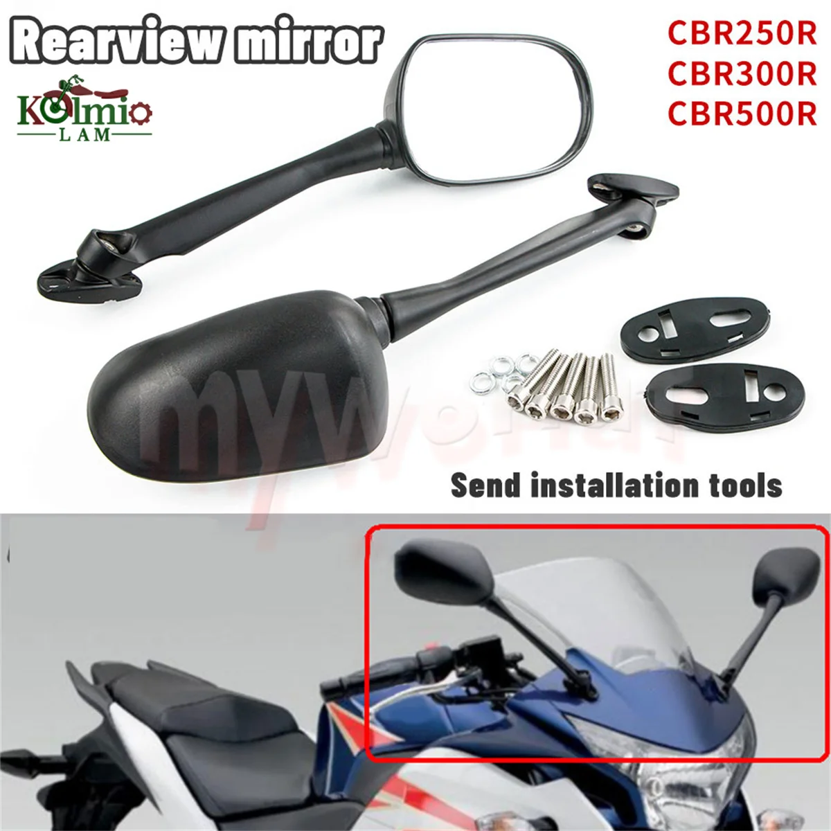 

Fit For Honda CBR250R CBR300R CBR500R CBR650R CBR650F CB1300S Motorcycle Rear View Side Mirrors CBR 250R 300R 500R 650R 650F
