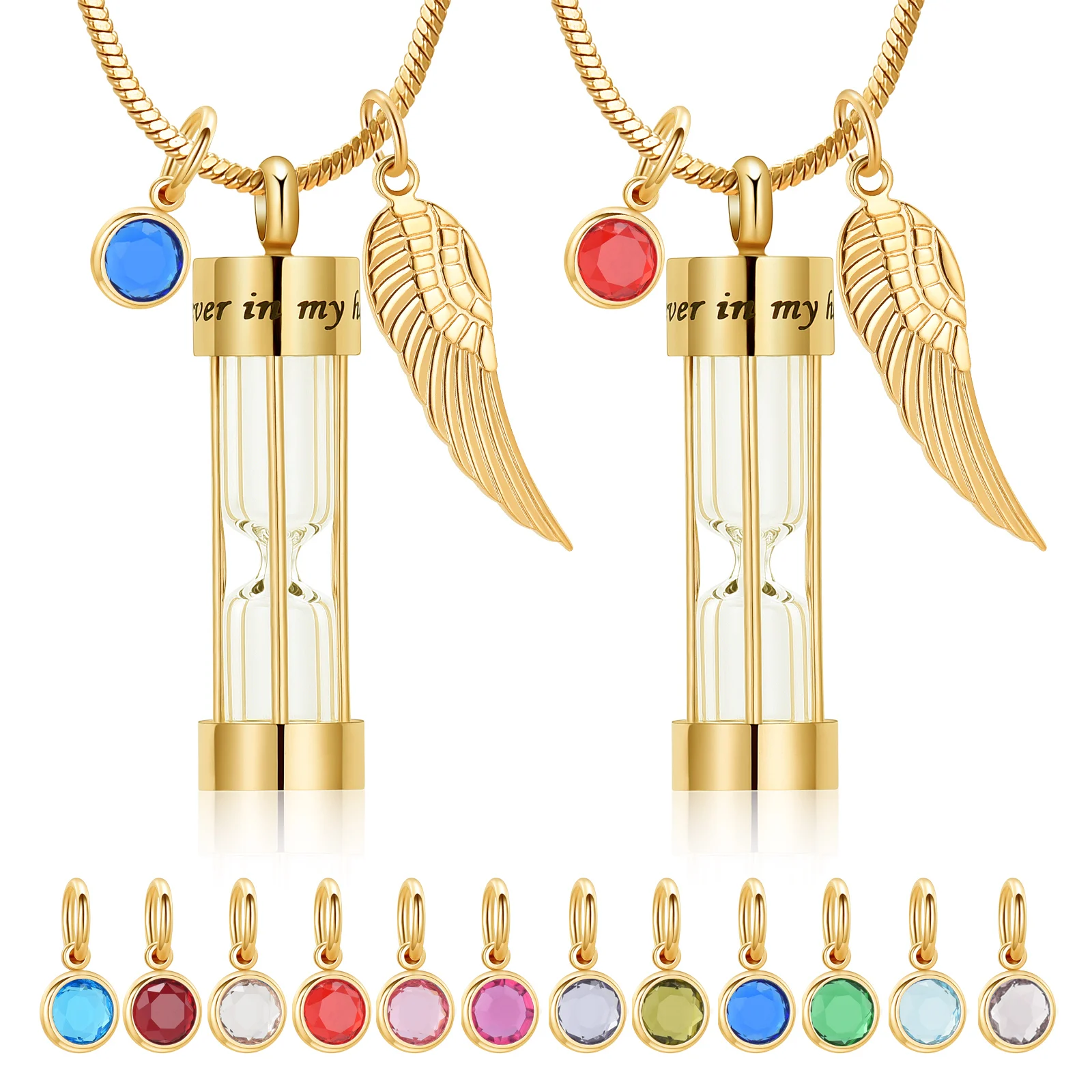 Love Memorial Keepsake Necklace Cylinder Shape Pendant Stainless Steel Jewelry with Angel Wings for Couple Lover Wedding
Love Memorial Keepsake Necklace Cylinder Shape Pendant Stainless Steel Jewelry with Angel Wings for Couple Lover Wedding