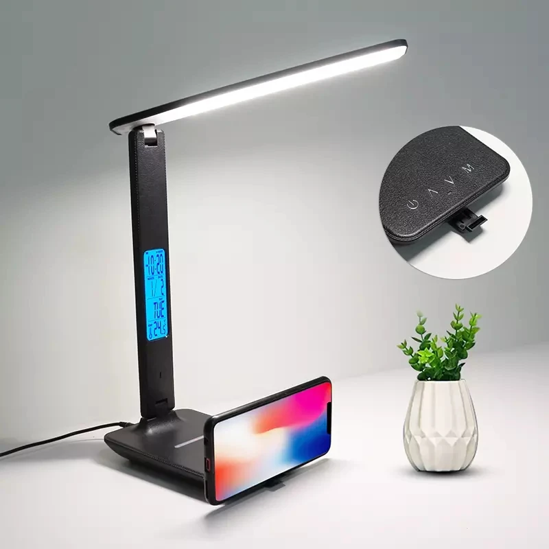 Foldable Table Lamp with Clock, Alarm, Date, Temperature, LED Desk Lamp with Wireless Charger
Foldable Table Lamp with Clock, Alarm, Date, Temperature, LED Desk Lamp with Wireless Charger