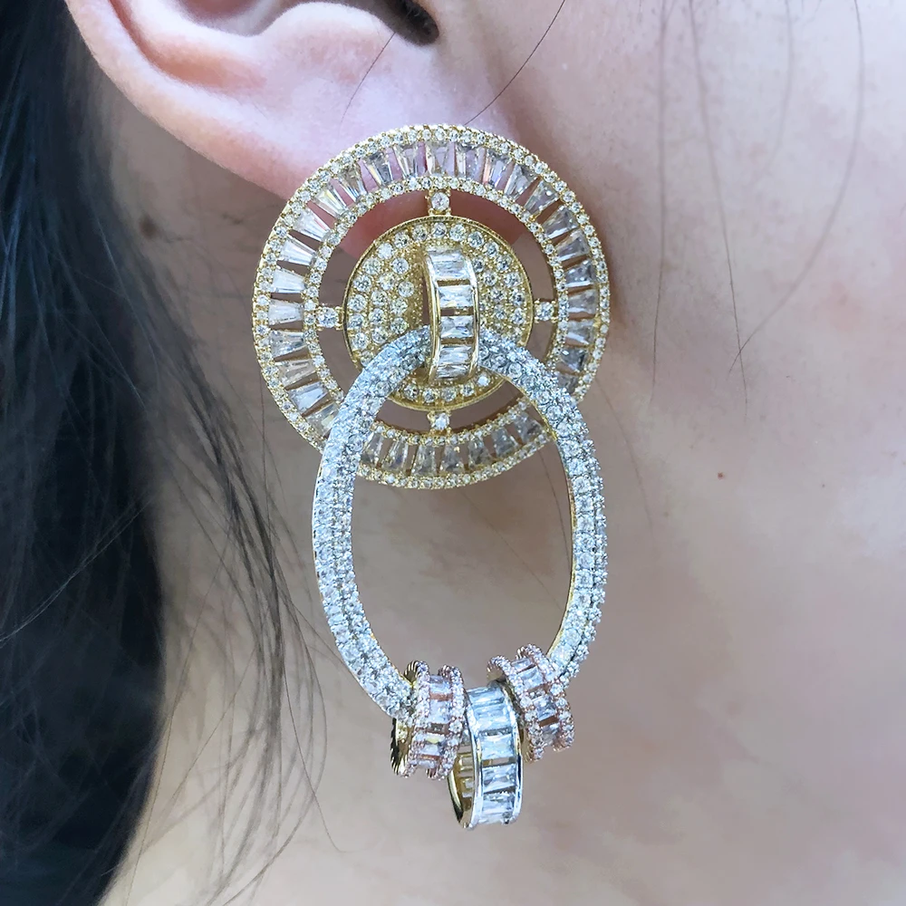 

Siscathy Dubai Indian Luxury Cubic Zircon Circle Earrings For Women Fashion Round Hoop Earring Jewelry boucle oreille femme luxe