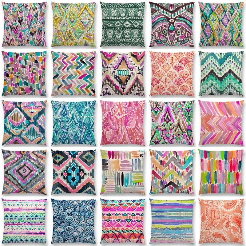 Watercolor Candy Chevron Waves Cushion Cover Coral Camo Stripe Paisley Geometry Pattern Moroccan Pillowcase housse de coussin
Watercolor Candy Chevron Waves Cushion Cover Coral Camo Stripe Paisley Geometry Pattern Moroccan Pillowcase housse de coussin