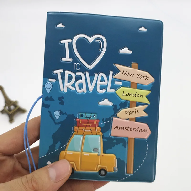 

3D Print Pu Leather Men Travel Passport Cover Case Card ID Holders New Design Cute Travel Accessories PVC Passport Holder Case