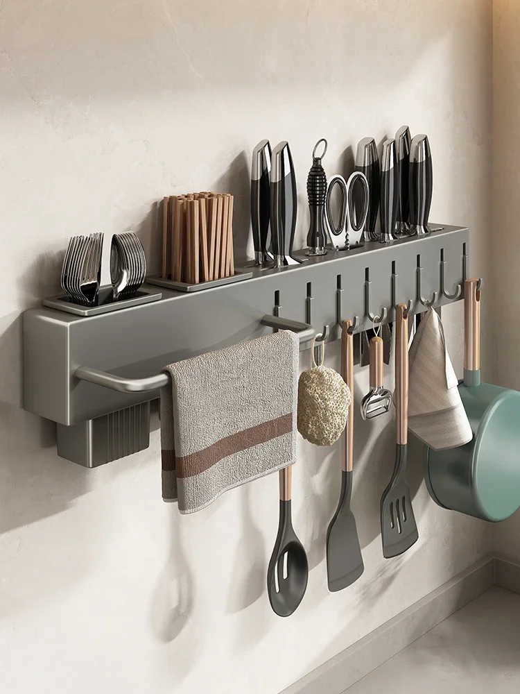 Stainless steel kitchen knife holder, wall mounted chopsticks cage, integrated chopsticks bucket, tool storage rack, kitchen kni
Stainless steel kitchen knife holder, wall mounted chopsticks cage, integrated chopsticks bucket, tool storage rack, kitchen kni