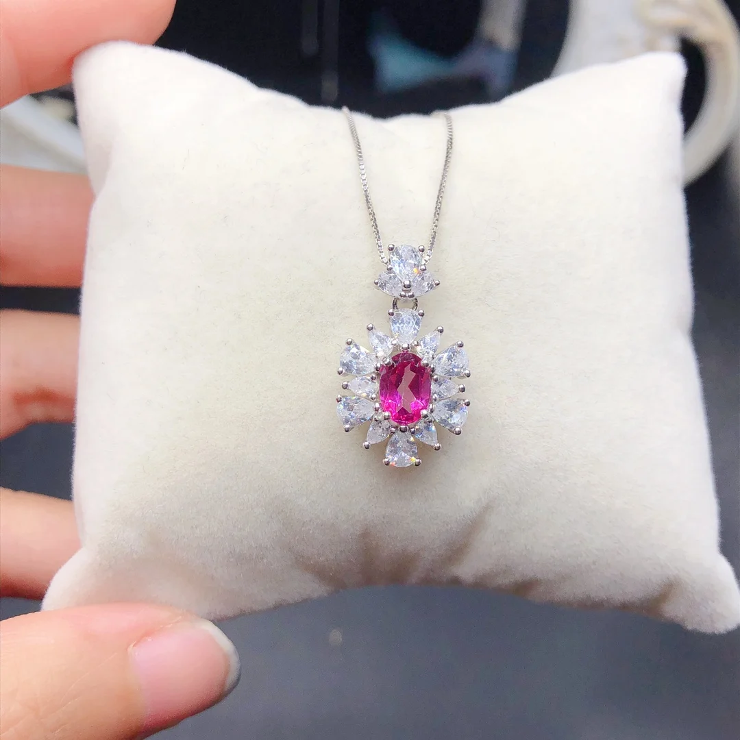 

Ожерелье из натурального топаза, серебро 925 пробы, розовый драгоценный камень 5x7 мм, красивый подарок для девушки, бесплатная доставка