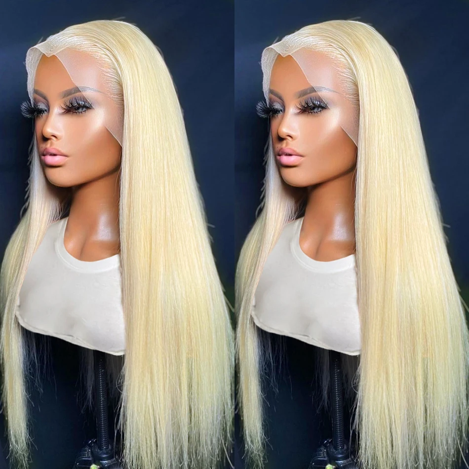 

Straight 13x4 Lace Front 613 Blonde Color Lace Frontal Human Hair Wig 13x6 HD Transparent For Women Brazilian Bone Glueless Wig