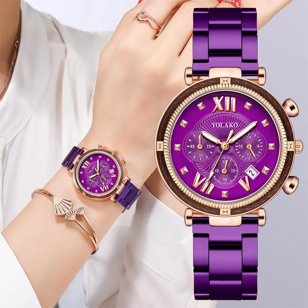 Women Roman Calendar Watches 2022 Fashion Shining Ladies Wristwatches Luxury Purple Stainless Steel Female Quartz Watch Clock
Women Roman Calendar Watches 2022 Fashion Shining Ladies Wristwatches Luxury Purple Stainless Steel Female Quartz Watch Clock