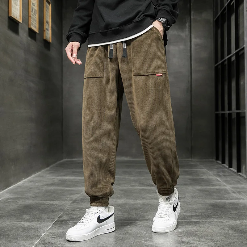 

2024 New Autumn Winter Korean Corduroy Sweatpants Men Baggy Joggers Fashion Streetwear Loose Casual Harem Pants Plus SIze 8XL