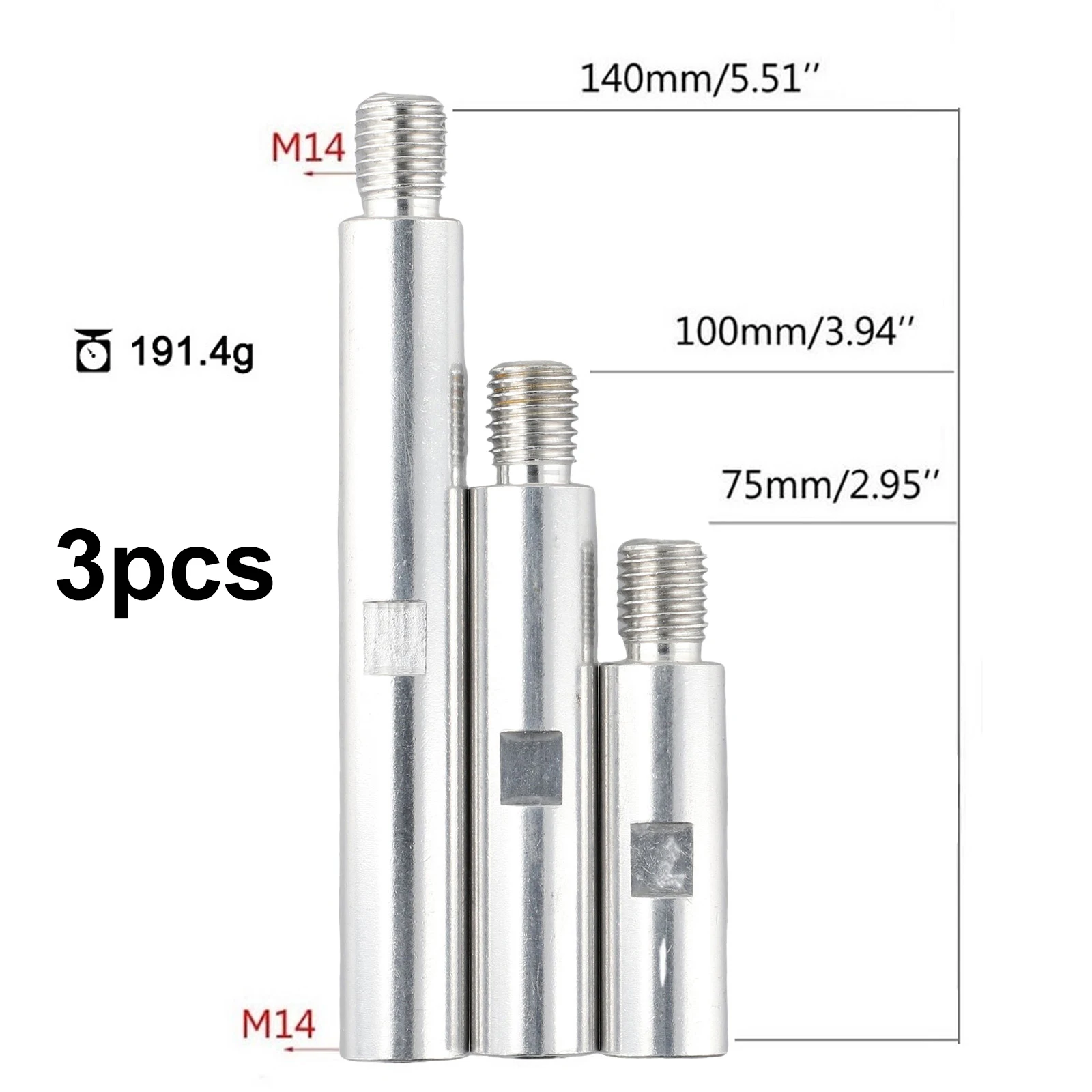 Adapter Rod Extension Rod Polishing Polishing Accessories Practical M14 Replacement 3pcs 3pcs/Set 75/100/140mm
Adapter Rod Extension Rod Polishing Polishing Accessories Practical M14 Replacement 3pcs 3pcs/Set 75/100/140mm