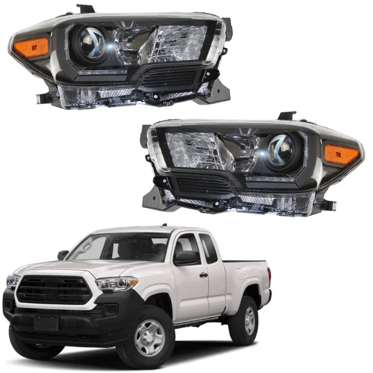 

Car Headlamps Black Housing Offroad Truck Led Headlights For Tacoma 2016 - 2020