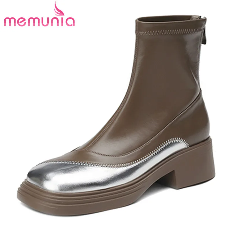 MEMUNIA 2023 New Size 33-40 Genuine Leather Winter Boots Woman Ladies Mixed Colors Ankle Boots Thick Med Heels Platform Shoes
MEMUNIA 2023 New Size 33-40 Genuine Leather Winter Boots Woman Ladies Mixed Colors Ankle Boots Thick Med Heels Platform Shoes