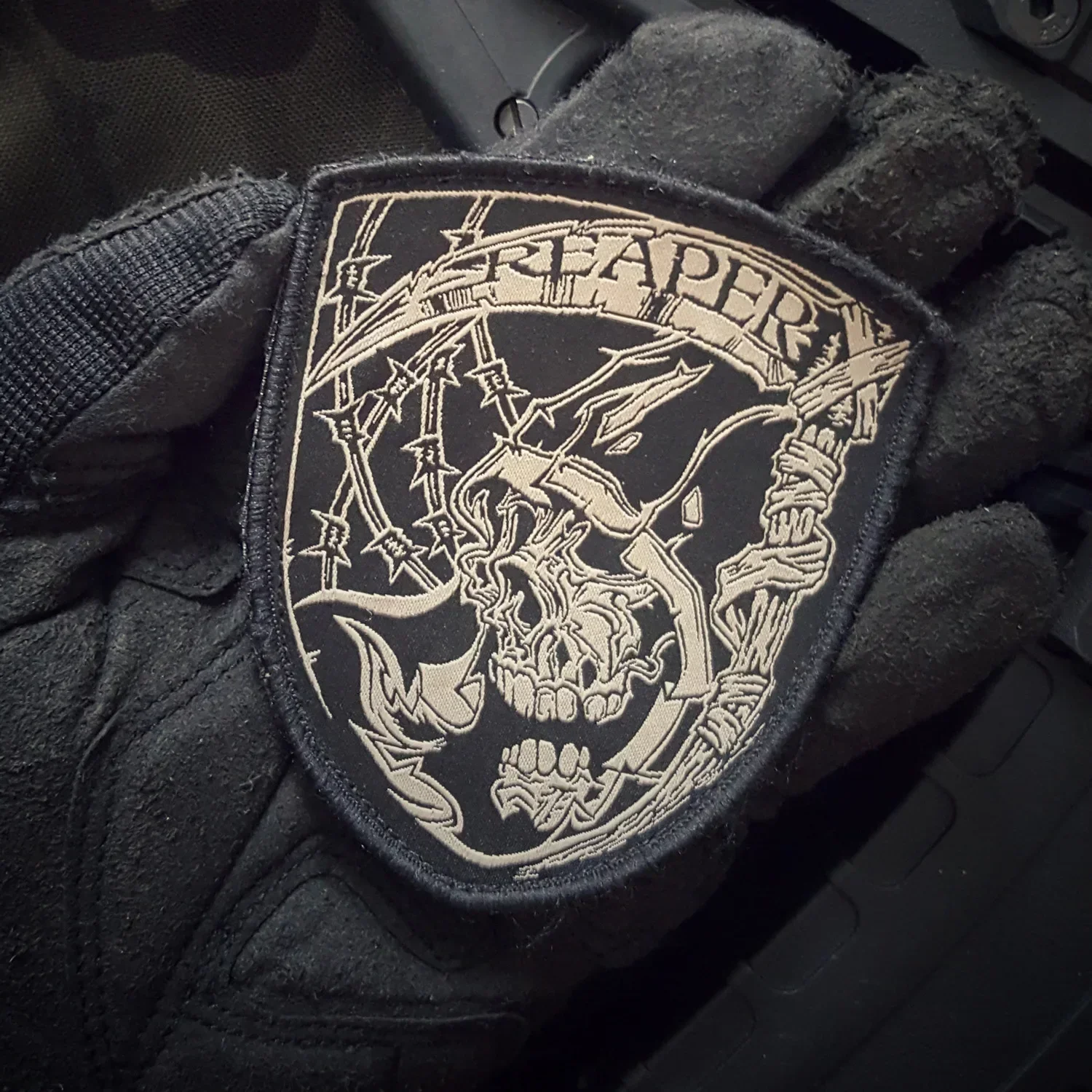 

Reaper Emblem Embroidered Hook&Loop Patches for Clothing DIY Armband Tactical Morale Badge Backpack Jacket Sticker Skull Patch
