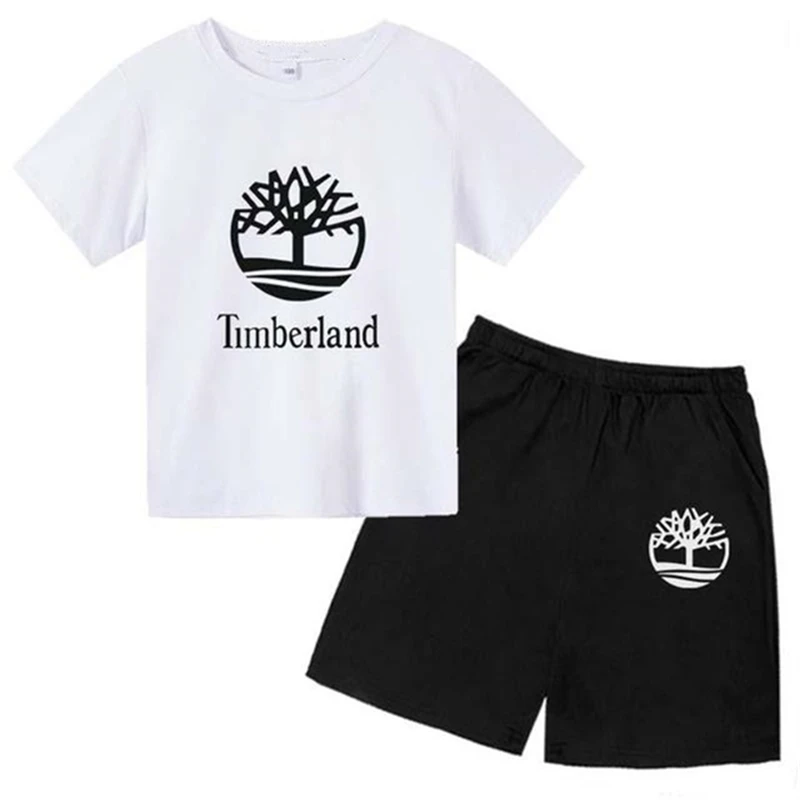 

Boys and girls breathable short sleeved top+shorts 2D printed gift casual fashion sports set, suitable for children aged 2-12