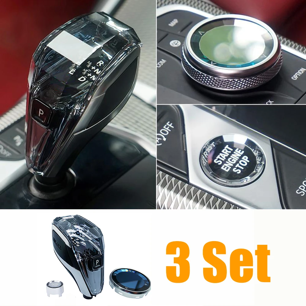

3 Piece Set Crystal Gear Shift Knob For BMW X3 G01 F25 X4 G02 F26 5 Series G30 6GT G32 F10 F30 Crystal Gear Lever Stick Handle