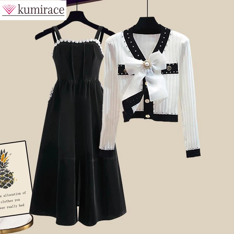 Large Women's Autumn Suit 2022 South Korea's New French Style Bow Sweater Black Suspender Skirt Two-piece Women's Skirt Suit
Large Women's Autumn Suit 2022 South Korea's New French Style Bow Sweater Black Suspender Skirt Two-piece Women's Skirt Suit