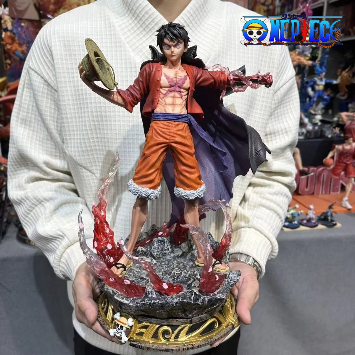 

One Piece Anime figures 40cm Monkey D Luffy Figurine Sakura 2 Heads Statue Gk Pvc Collectible Model Decoration Ornament Toy Gift