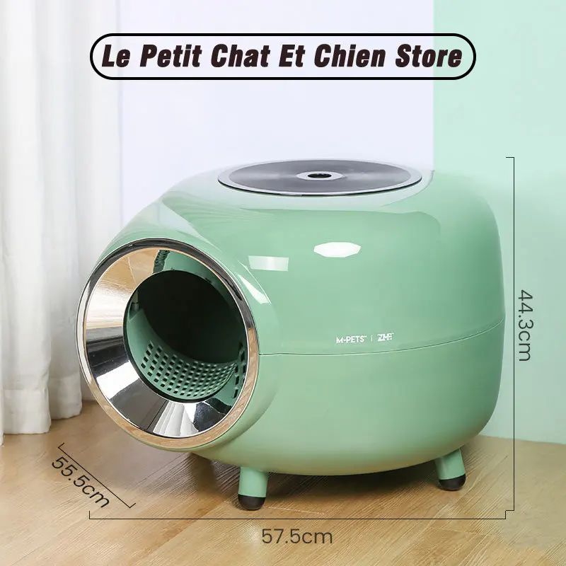 

Round Large Cat Toilet with Pet Plastic Scoop Record Player Appearance Fully Enclosed Cat Litter Box for cats pets under 10kg