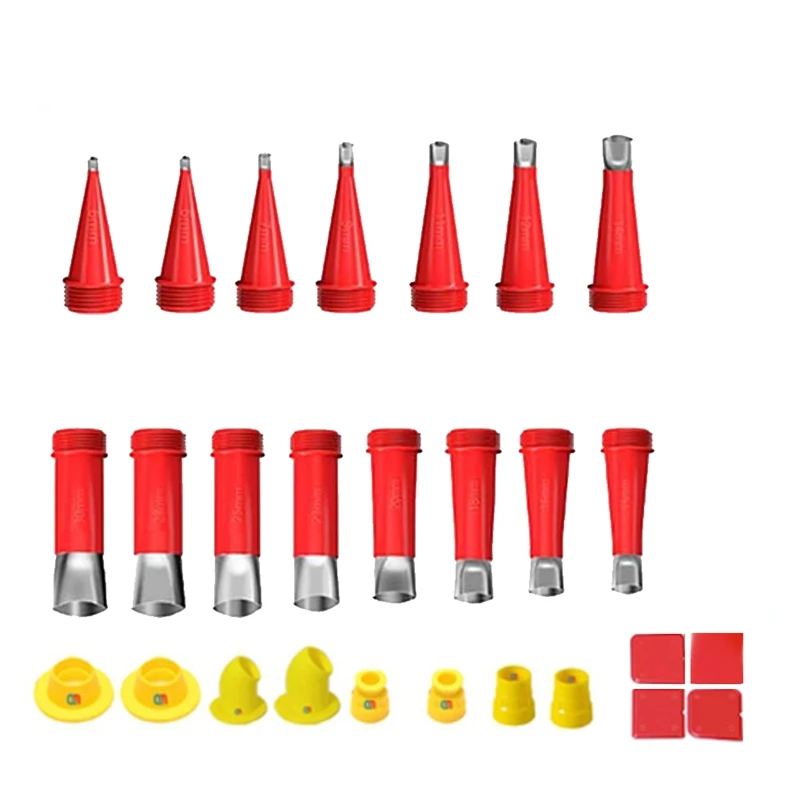 

27 Piece Caulk Nozzle Applicator With Base Yellow & Red Stainless Steel Sealant Finishing Tool Kitchen Sink Joint