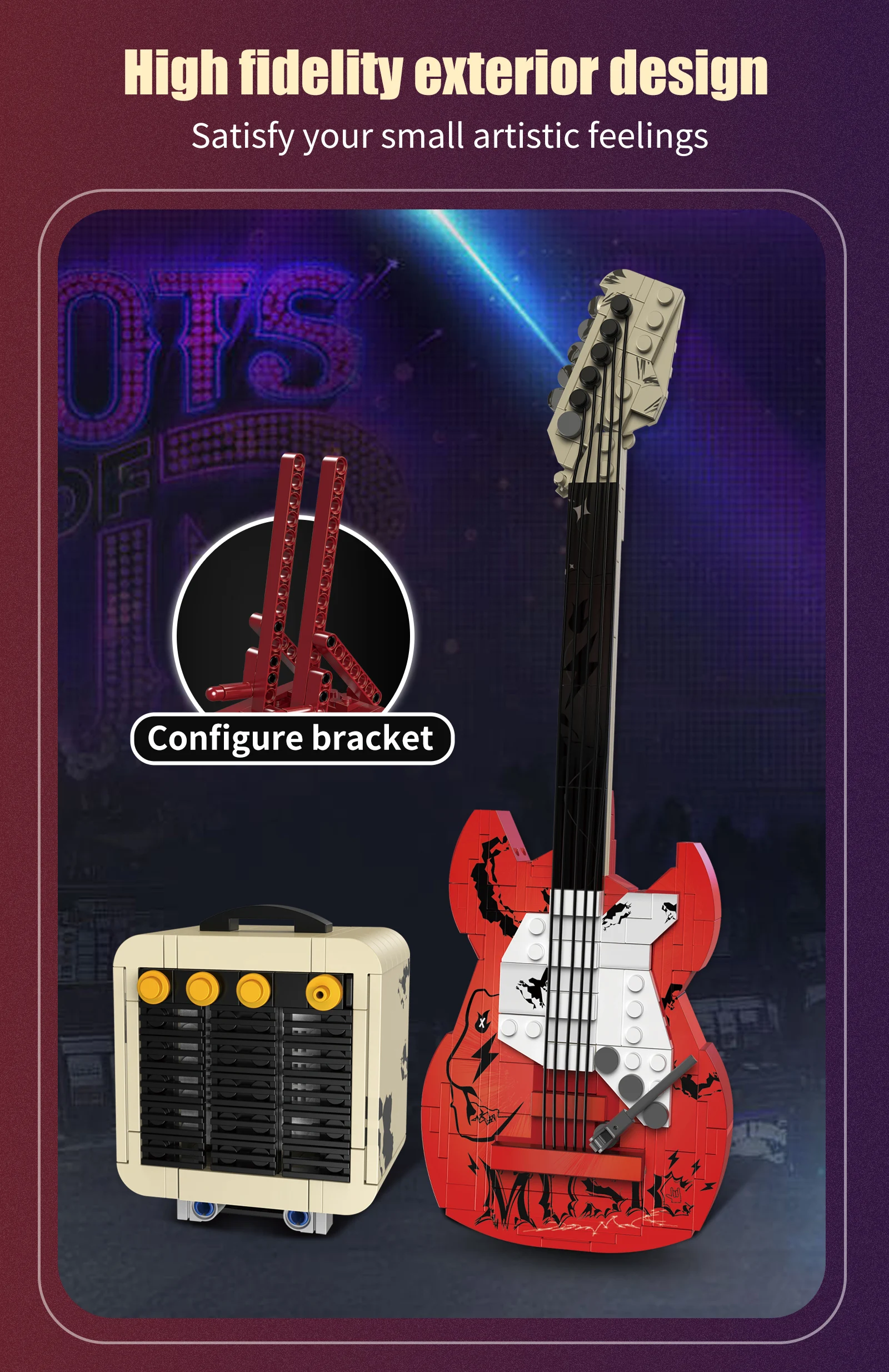 Artist Guitar APP Control Building Blocks Bricks Technical With Bluetooth Audio USB Gift Music Playback Adult Toys Festival Gift Artist Guitar APP Control Building Blocks Bricks Technical With Bluetooth Audio USB Gift Music Playback Adult Toys Festival Gift