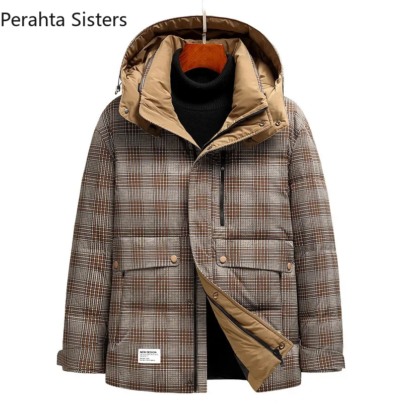 Brand Top Quality 90% White Duck Down Jacket For Men Fashion Plaid Hat Detachable Hood Short Jackets Men's Winter Clothing
Brand Top Quality 90% White Duck Down Jacket For Men Fashion Plaid Hat Detachable Hood Short Jackets Men's Winter Clothing