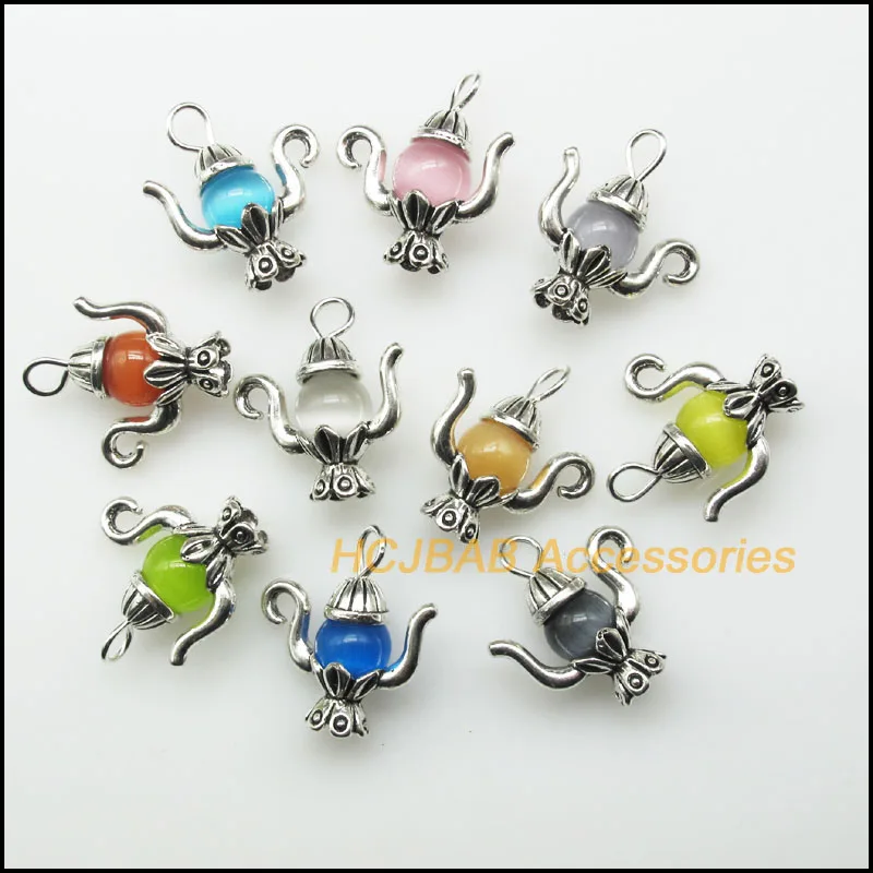 10Pcs Antique Silver Color Mixed Cat eye Round Beads Teapot Charms Pendants 19x22mm
10Pcs Antique Silver Color Mixed Cat eye Round Beads Teapot Charms Pendants 19x22mm