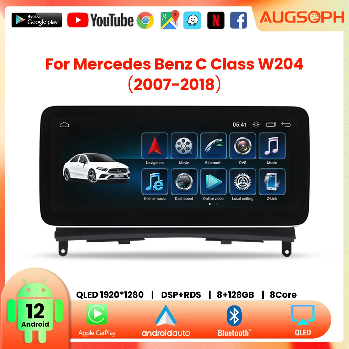 Android 12 Car Radio for Mercedes Benz C Class W204 2007-2018, 12.3" QLED 8 Core Multimedia Stereo with 4G Carplay & Auto GPS
Android 12 Car Radio for Mercedes Benz C Class W204 2007-2018, 12.3" QLED 8 Core Multimedia Stereo with 4G Carplay & Auto GPS