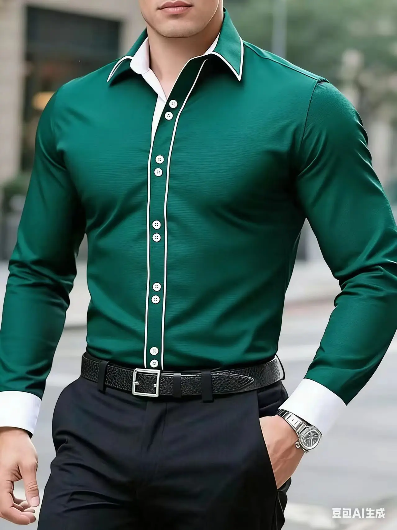 قميص رجالي جديد عصري للرجال، قميص كاجوال بأكمام طويلة مع ياقة، ملابس مكتبية مريحة وأنيقة قميص رجالي جديد عصري للرجال، قميص كاجوال بأكمام طويلة مع ياقة، ملابس مكتبية مريحة وأنيقة