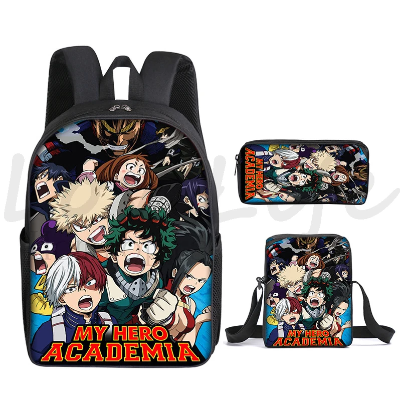 

Boku No Hero Academia Backpack Anime Mochila Students Schoobags Zipper Bookbag My Hero Academia Backpacks for Boys Girls 3 Sets