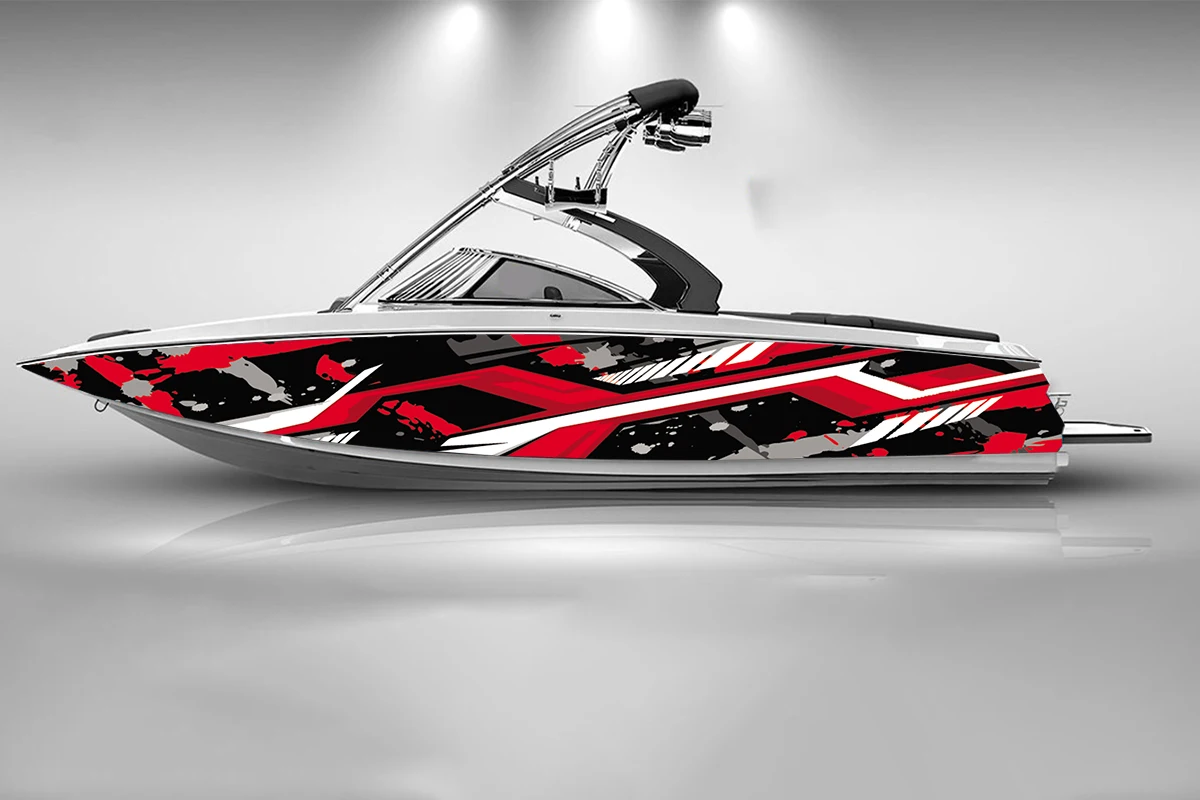 

Полосатая Асимметричная дизайнерская наклейка с лодкой, модная виниловая водостойкая наклейка на заказ с изображением лодки, лодки, графическая наклейка