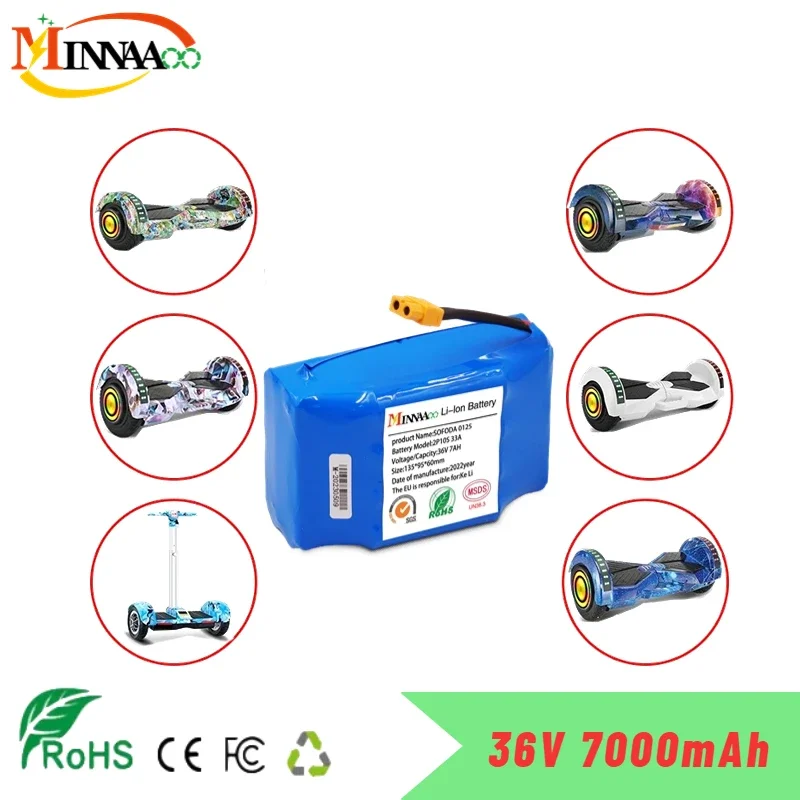 

36V 12A battery hoverboard rechargeable li-ion battery pack li-ion cell for electric self balance scooter hoverboard unicycle