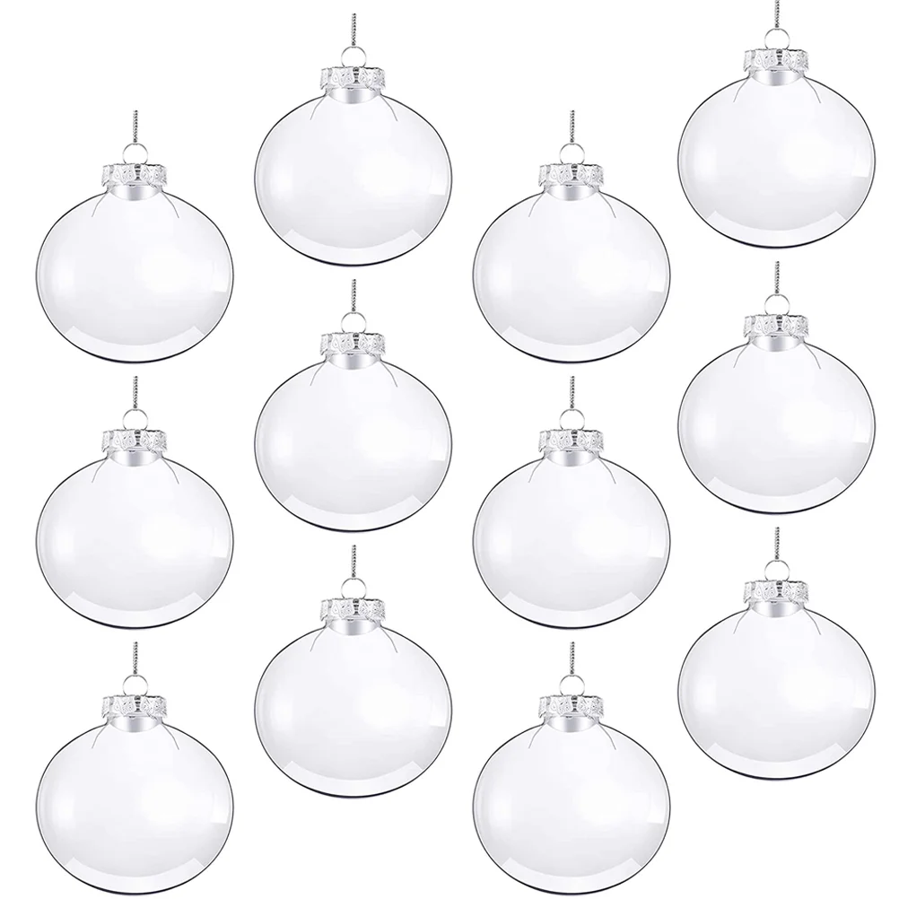 

12 Pcs Flat Ball DIY Hanging Decoration Macaron Transparent Hollow Christmas (60mm Ball) 20pcs Xmas Tree Ornament