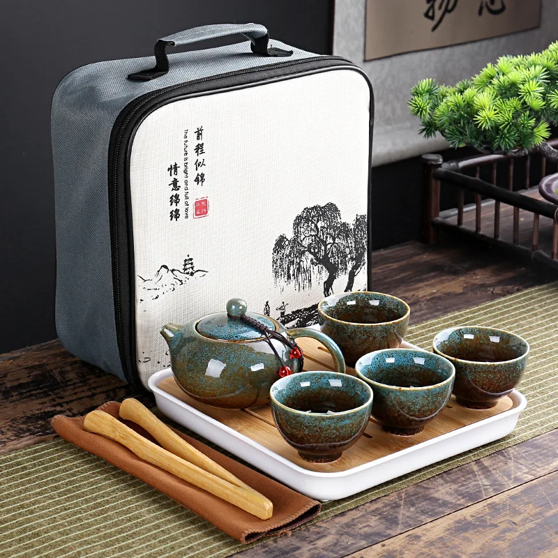 

With Travelling Bag Chinese Tea Travel Set Kung Fu Tea Set Ceramic Portable Teapot Porcelain Teaset Tea Cups Tool