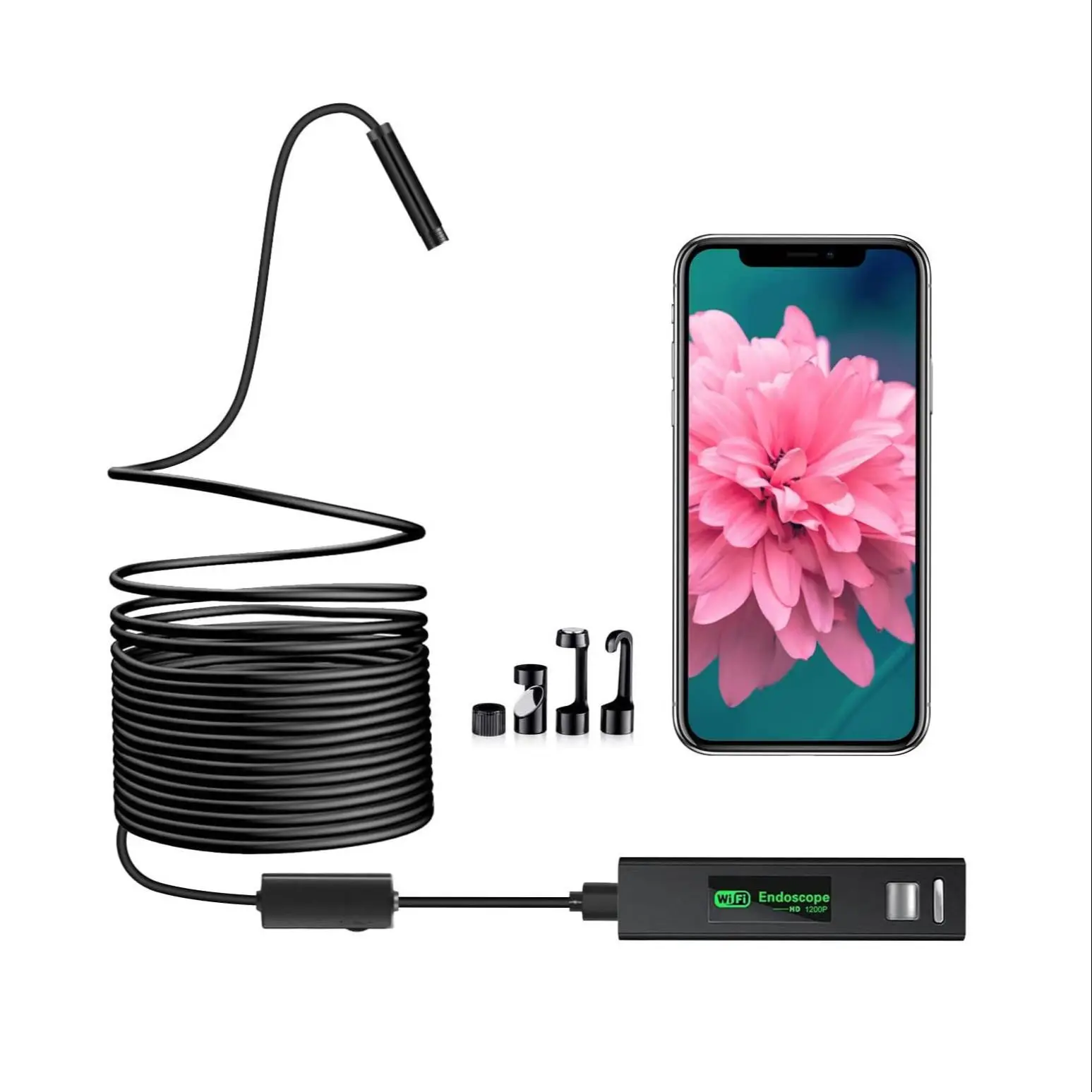 

Wireless Endoscope,WiFi Borescope Inspection Camera 1200P HD IP68 Waterproof Snake Camera Compatible for Android iOS Tablet