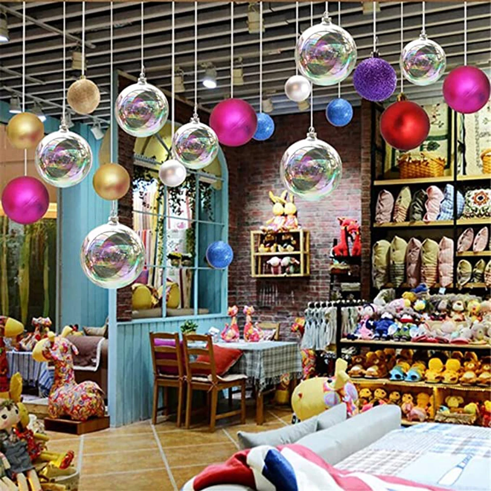 Transparent Ball Iridescent Glass Baubles Balls for Christmas Tree Decoration 12 Pcs Clear Plastic Balls with Silver Cap Top
Transparent Ball Iridescent Glass Baubles Balls for Christmas Tree Decoration 12 Pcs Clear Plastic Balls with Silver Cap Top