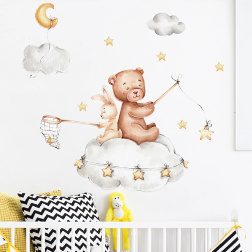 Bear Bunny Star Moon Wall Stickers Baby Kids Room Home Decoration Wallpaper Living Room Bedroom Nursery Decals Cartoon Sticker
Bear Bunny Star Moon Wall Stickers Baby Kids Room Home Decoration Wallpaper Living Room Bedroom Nursery Decals Cartoon Sticker