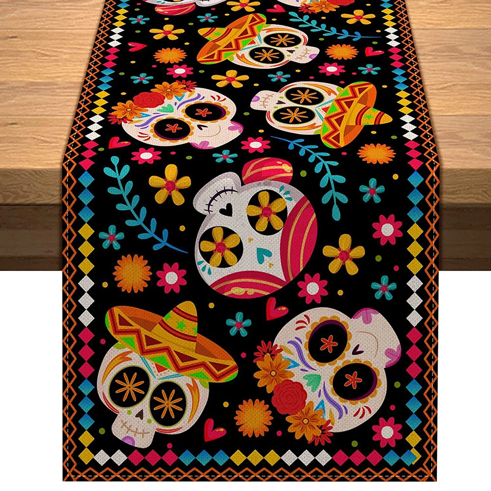Day Of The Dead Decoration Table Runner Halloween Pumpkin Skull Flowers Tablecloth Festive Dining Table Decor Kitchen Table Mat
Day Of The Dead Decoration Table Runner Halloween Pumpkin Skull Flowers Tablecloth Festive Dining Table Decor Kitchen Table Mat