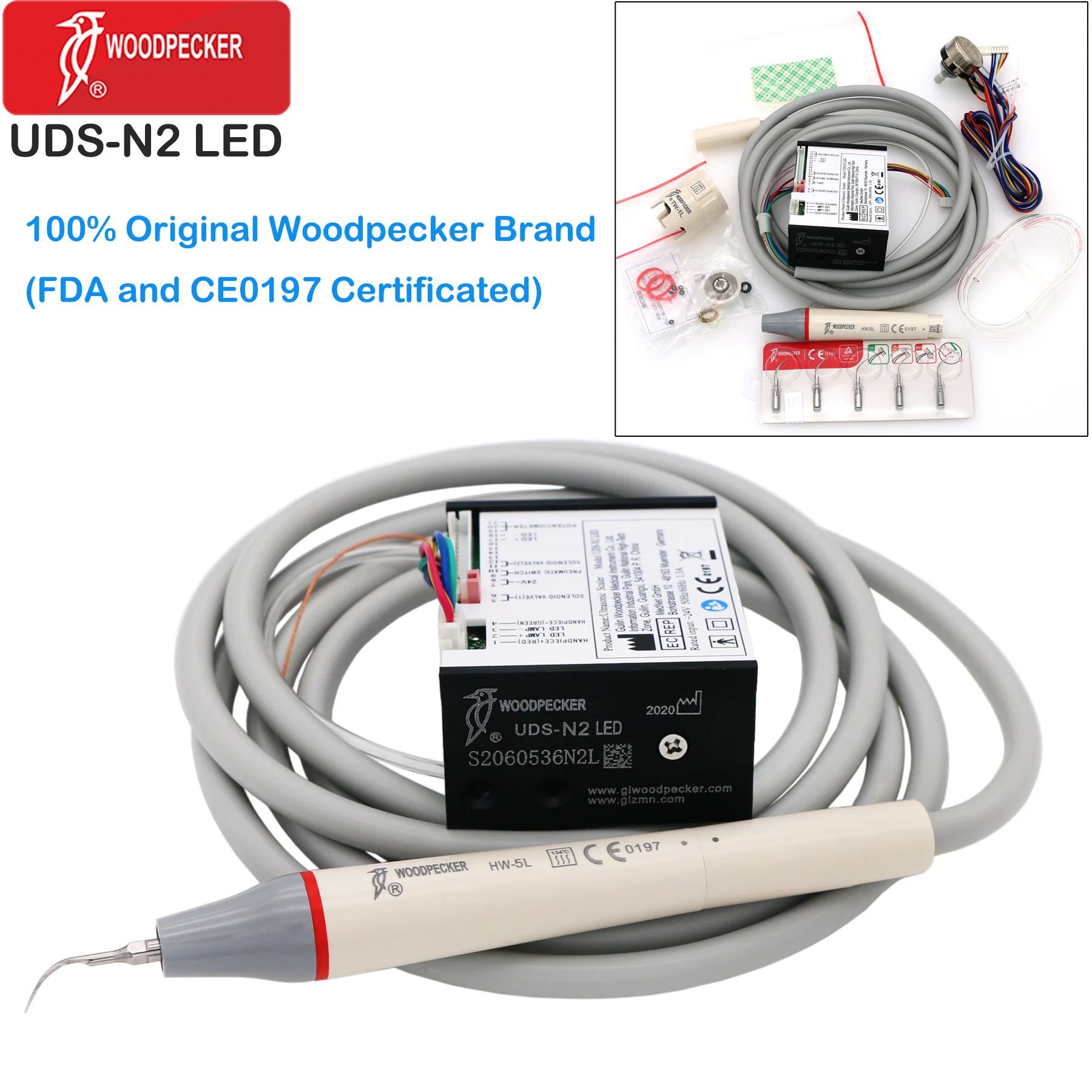 

Woodpecker UDS-N2 LED Ultrasonic Piezo Scaler Built In for Dental Chair Scaler N3-LED Handpiece Cable Tubes