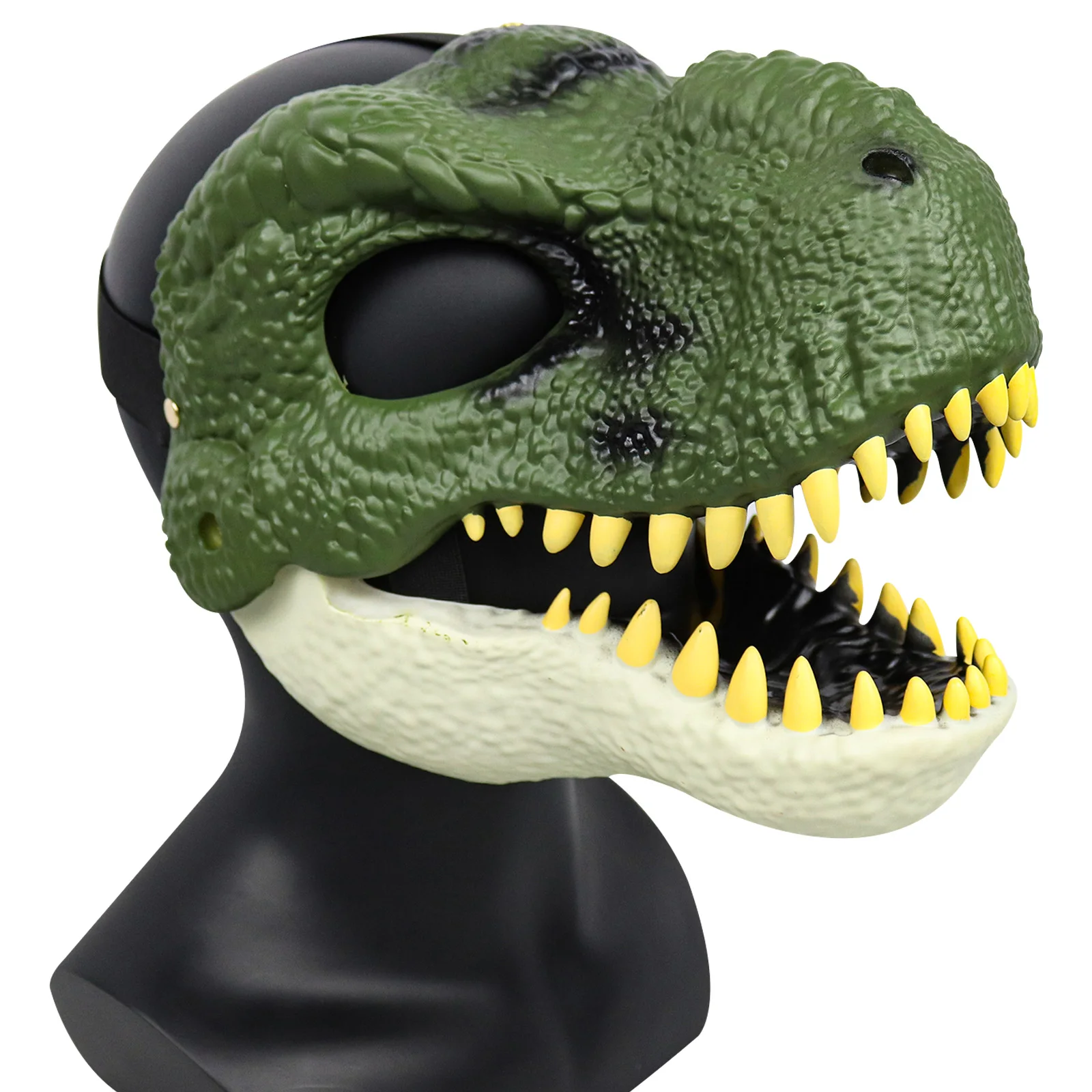 

3D Dinosaur Mask Lifelike Raptor Dino Moving Jaw Dinosaur Mask High Quality PVC Halloween Children Toy Carnival Gift - Green