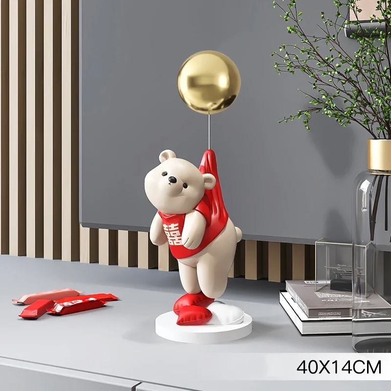 

Creative Vigorous Bear Resin Ornaments Children's Room Sculpture Crafts Home Livingroom Cabinet Bookshelf Figurines Decoration