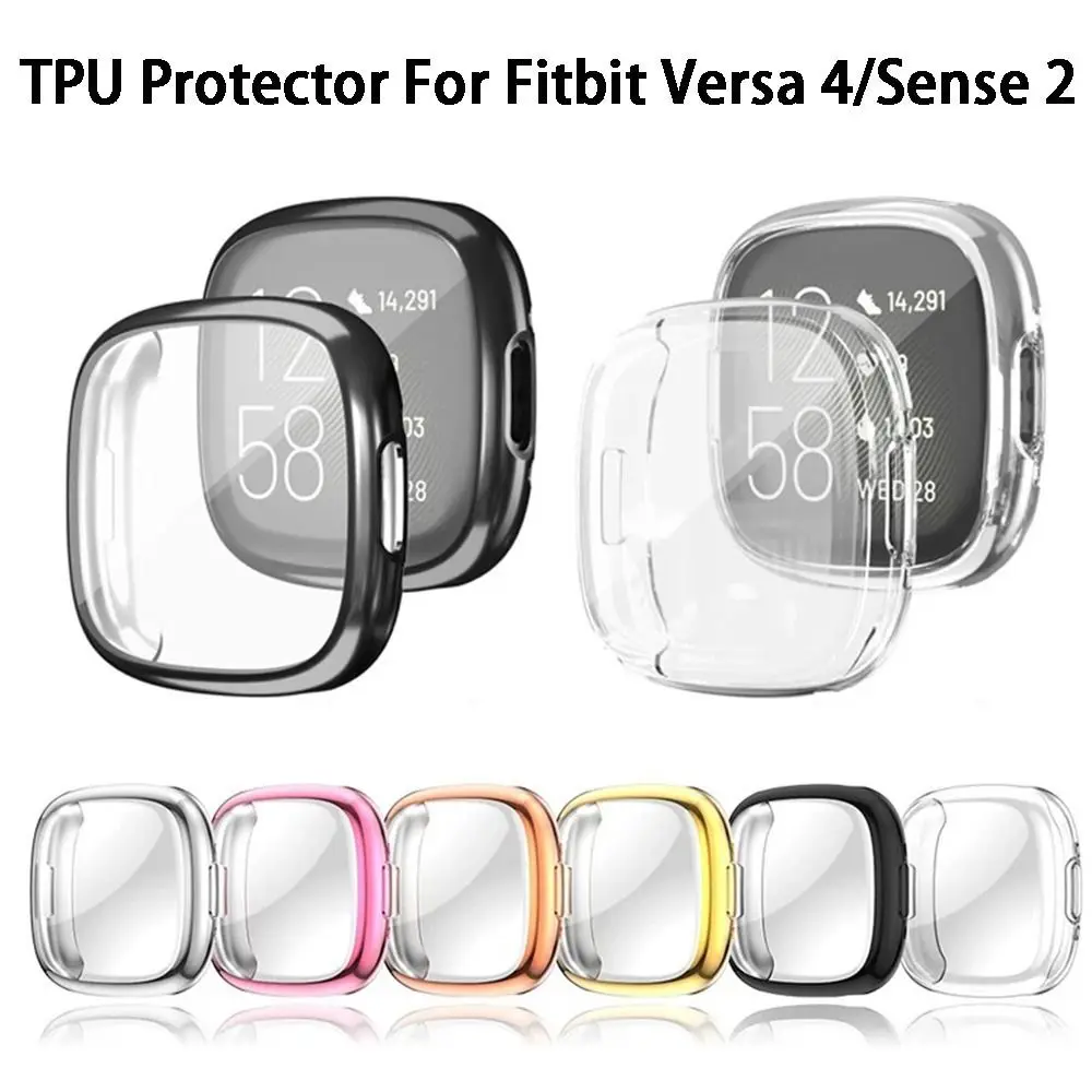 

TPU Plated Watch Screen Protector For Fitbit Versa 4/Sense 2 Case Full Soft Bumper Protective Cover for Fitbit Sense 2/Versa 4