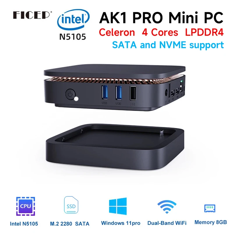 Ficep AK1 Pro Mini Pc Windows 11 Pro Intel Celeron N5105 DDR4 8GB 256GB SSD WIFI Windows 10 Gamer Computer PK GK3 Pro Minipc New
Ficep AK1 Pro Mini Pc Windows 11 Pro Intel Celeron N5105 DDR4 8GB 256GB SSD WIFI Windows 10 Gamer Computer PK GK3 Pro Minipc New