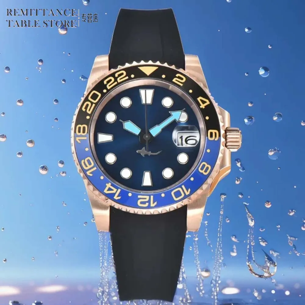 

Men's NH35 Watch Sapphire Glass Sterile Dial Shark Hands Rubber Strap Ceramic Bezel Men's Rose Gold Business Fashion Watch